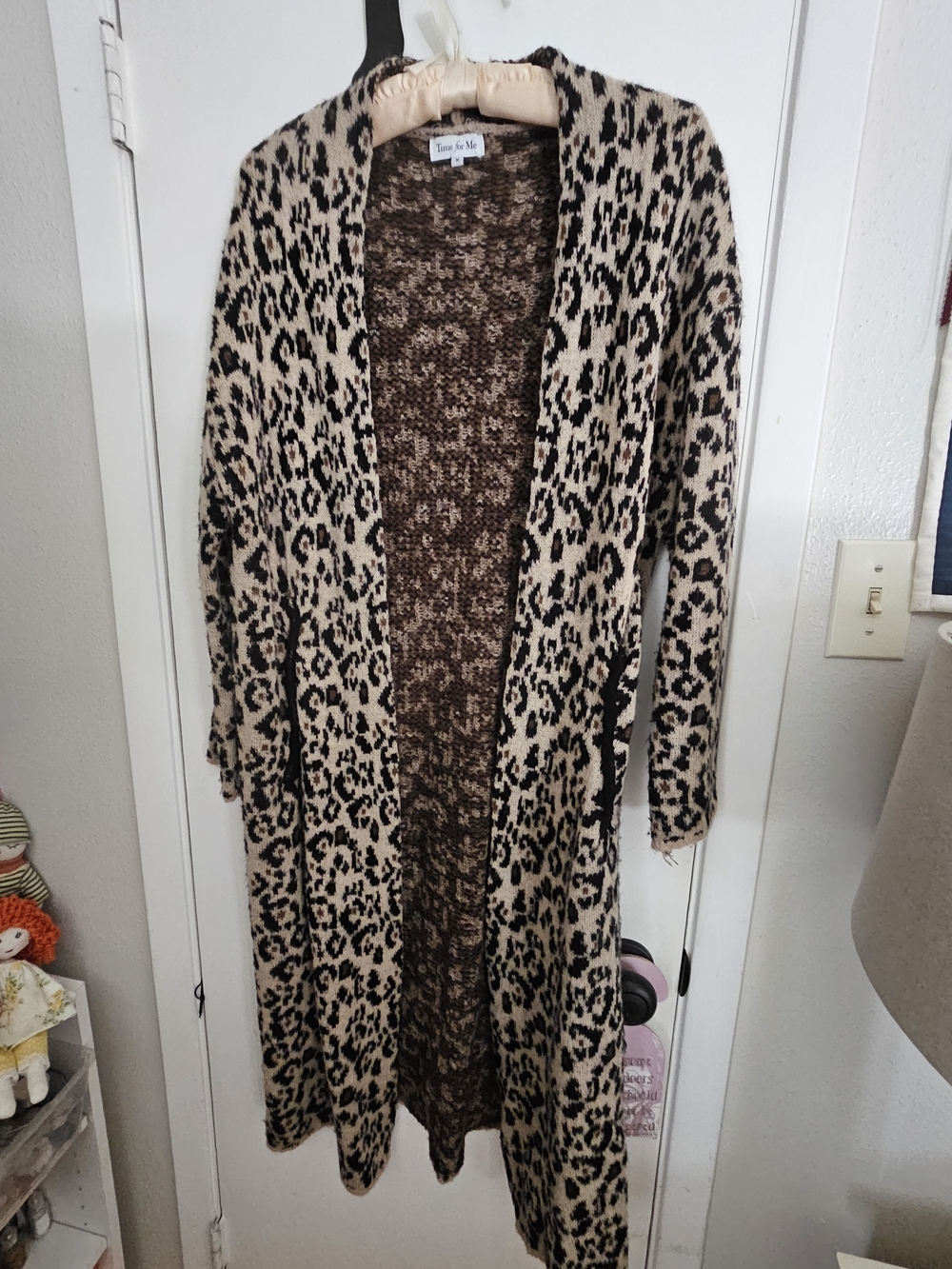 Torrid Leopard Print Open Front Long Cardigan - Beige/Black